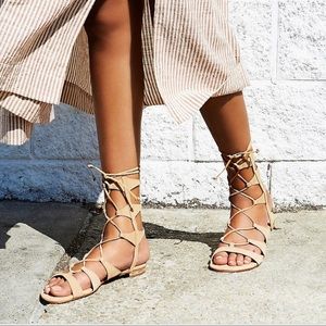 Schutz beige tie up sandals size 7 1/2